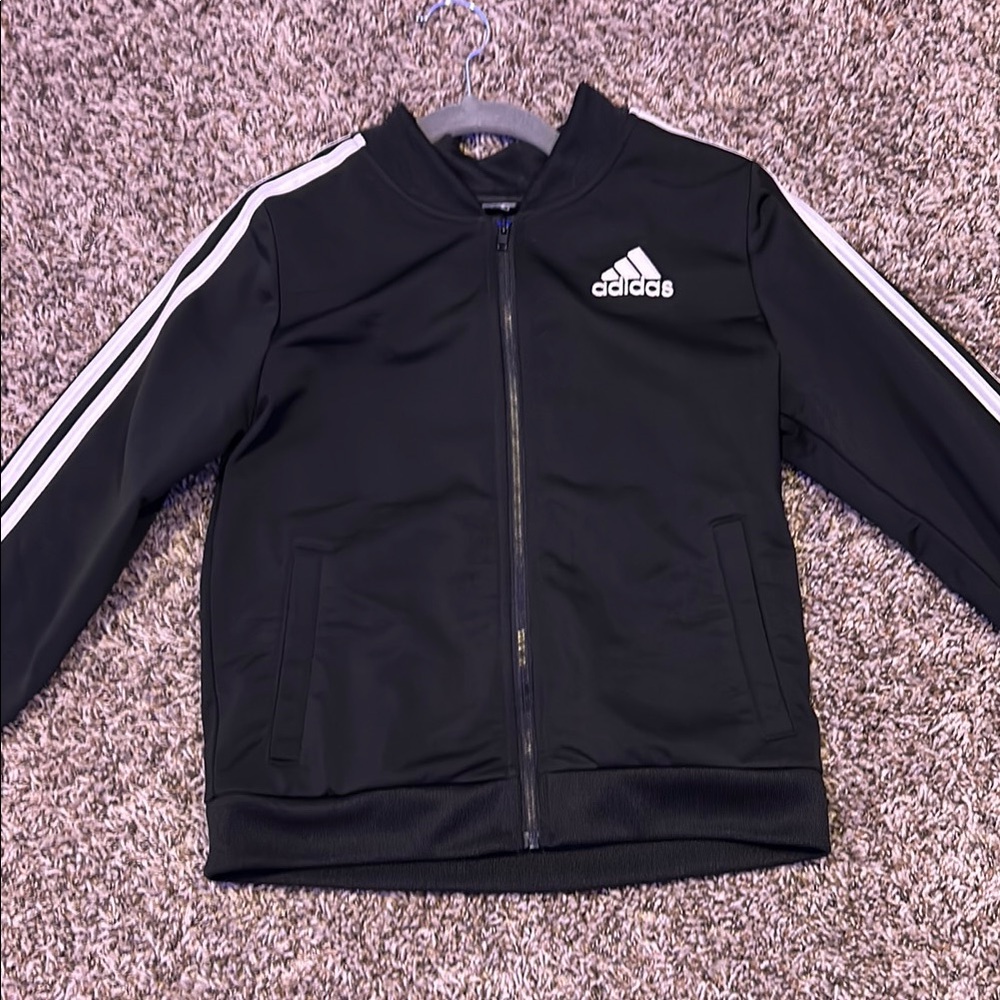 Adidas Black Track Jacket with White Stripes